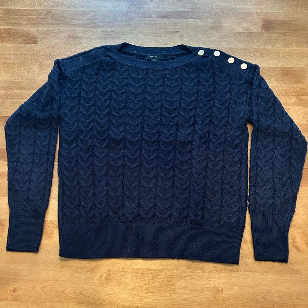 RW & Co. Sweater with Gold Button Detail